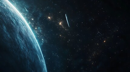 Poster - Comet approaches Earth with stunning visibility amidst a starry night sky