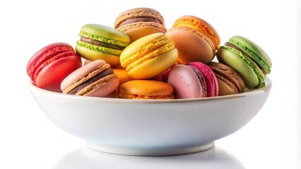 Poster - A bowl overflowing with colorful macarons, a delightful assortment of delicate, sweet, and tempting treats