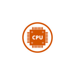 Fototapete - CPU processor icon isolated on transparent background