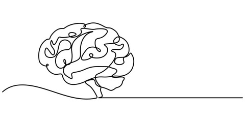 Poster - Continuous one line drawing of human brain hand drawn minimalism style isolated on white background, Continuous one line drawing of human brain. Hand drawn minimalism style. brain line art vector. 
