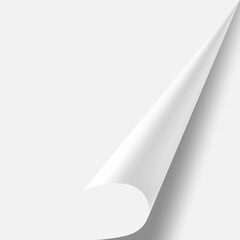 Poster - White sheet of paper curling upwards from bottom right corner, casting a subtle shadow beneath, creating a minimalist and elegant backdrop