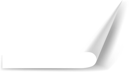 Poster - White sheet of paper curling up from bottom right corner, creating a three dimensional effect with subtle shadows, ideal for showcasing text, designs, or creating a sense of anticipation
