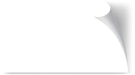 Poster - White sheet of paper with curled corner creating a space for custom content, revealing a white background underneath, offering a clean and versatile design element