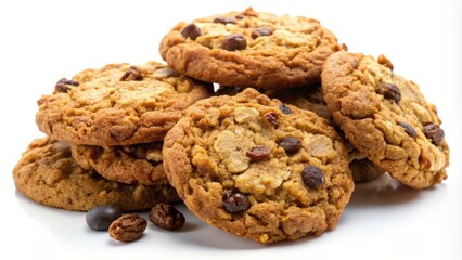 Poster - A stack of freshly baked chocolate chip and raisin oatmeal cookies, arranged in a tempting and delicious display