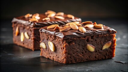 Poster - Decadent Chocolate Brownies Topped with Melted Chocolate and Nut Pieces