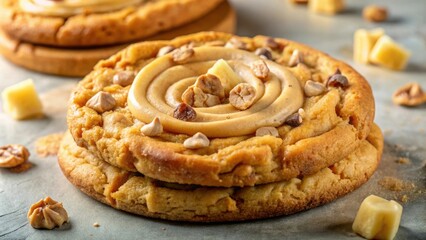 Poster - A Double Layer Cookie Topped with Swirled Caramel Frosting and Toasted Nuts