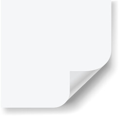 Poster - Pristine white paper with a curled corner creates a serene backdrop for your creative projects. Endless possibilities for designs, messages, or announcements
