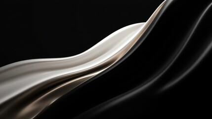 Poster - Black and white fabric with a flowing, wavy pattern, creating a dramatic and elegant contrast