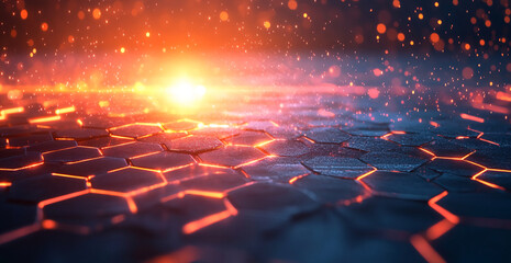 Poster - Vibrant glowing patterns illuminate a textured surface in a striking display of color and light