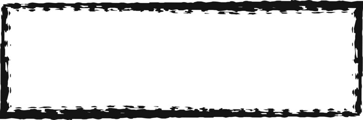 Poster - Wide black grunge frame creates a rectangular border with a textured, vintage, or distressed effect on a clean white background, suitable for various design applications