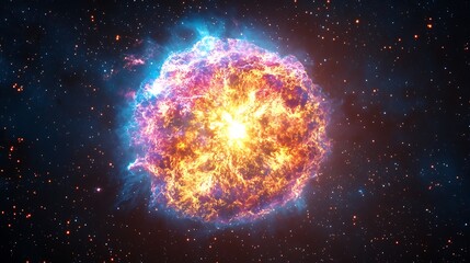 Poster - Supernova explosion showcasing vibrant colors and cosmic dynamics in the vast universe