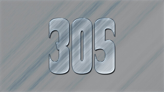 3D Glass effect number design of 305, glassy background.