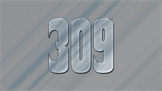 3D Glass effect number design of 309, glassy background.