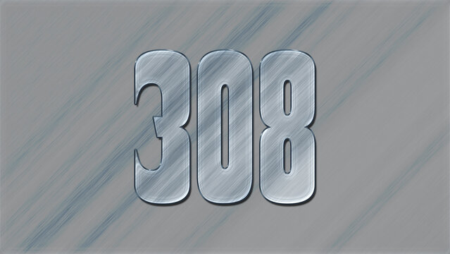 3D Glass effect number design of 308, glassy background.