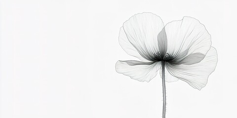 Poster - Delicate white flower with subtle lines and shades on a minimalist background in natural light