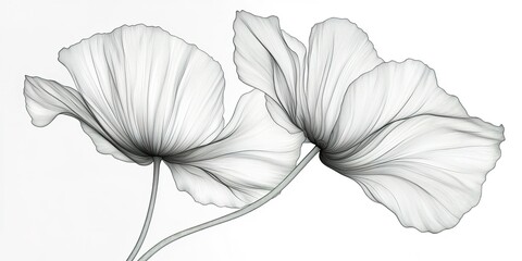 Poster - Delicate line art representation of two graceful flowers showcasing intricate details and elegant simplicity