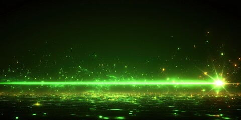 Poster - Radiant green light creating a magical atmosphere over a shimmering surface at night