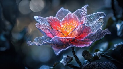 Poster - Layered corrugated flower design artistic display nature colorful environment close-up view creative concept for art lovers
