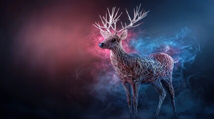 Poster - Exquisite deer sculpture crafted from woven nylon art installation indoor gallery modern environment creative perspective
