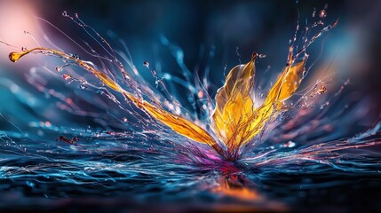 Poster - Dynamic water splash artistry vibrant colors abstract photography artistic studio close-up fluidity and movement concept