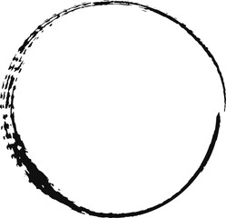 Poster - Hand drawn black circle created with a paint brush stroke, adding a touch of artistic expression to designs, illustrations, or creative projects on a clean white background