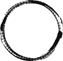Poster - Hand drawn black paint brush stroke circle frames an empty white space, adding creativity to any design with a grunge texture and minimalist aesthetic