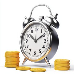 Poster - a calendar ,check mark, gold coins and stopwatch icon isolated on white background , 3d rendering illustration