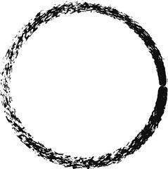 Poster - hand drawn black paint brush stroke in the shape of a circle, creating a grunge and textured frame o