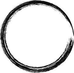 Poster - Black paintbrush stroke curves into a circle on a white background, adding a raw, artistic touch. Perfect for modern designs