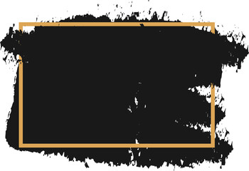 Poster - black grunge banner with golden rectangular frame creates a modern and elegant design, perfect for a