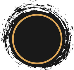 Poster - Black circle with a prominent gold border is encompassed by a textured grunge effect, creating a dynamic and visually striking design element