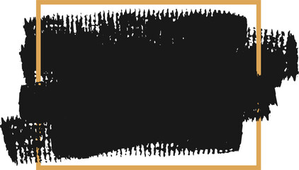 Poster - black grunge banner with a golden frame and modern brush stroke for creative projects. vintage charm