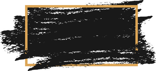 Poster - black brush stroke background with a gold frame creates a modern and elegant design, perfect for add