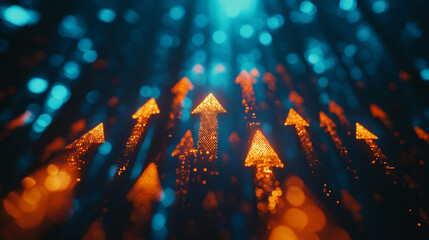 Aufkleber - Bright arrows pointing upwards symbolize growth and success in a digital landscape