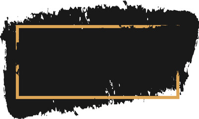 Poster - Black grunge brush stroke background with gold border framing empty space for text or design, perfect for adding a touch of modern elegance to any project