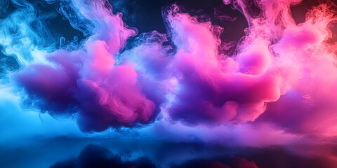 Wall Mural - Abstract colored smoke with neon pink, purple, and blue colors on a smoke background