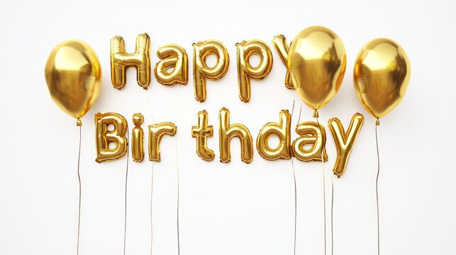 A photo of large white balloon letters spelling Happy birthday