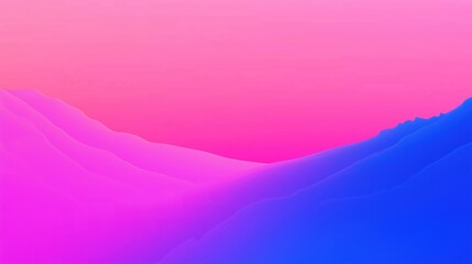 Aufkleber - Abstract landscape with vibrant gradient hues of pink, blue. Mountain ranges appear soft, flowing. Bold colors, vibrant saturation. Innovative design suitable for tech creative themes. Modern