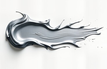 Aufkleber - Silver paint splash with smooth texture. Abstract art design. Fluid motion. Modern shape. Creative brushstroke. Isolated on white background. Ideal for banners posters. Decorative element. Unique