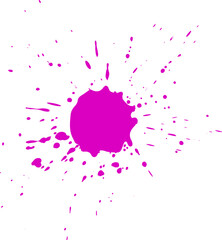 Poster - Vibrant pink paint creates a dynamic splash, splattering droplets and streaks across a clean white backdrop, forming an abstract and energetic composition