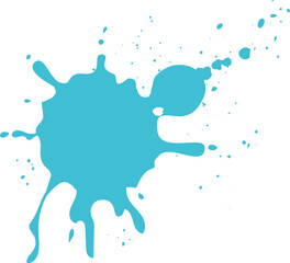 Poster - Turquoise paint splashing on white background, creating vibrant splat with droplets, adding color and texture to projects