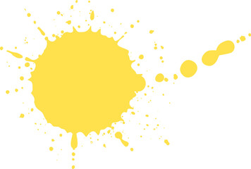 Poster - Bright yellow paint splashes and spreads on a white background, creating a vibrant, modern visual with energy and creativity. Perfect for design projects