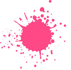 Poster - Vibrant pink paint splatters dynamically against a clean white backdrop, creating an energetic and artistic expression of color and movement