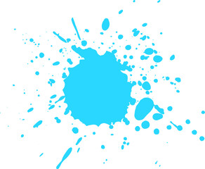 Poster - Bright cyan paint splashing on white background, creating modern pattern with vibrant energy.
