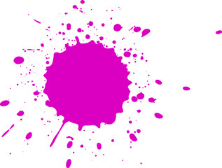 Poster - Vibrant pink paint creates a dynamic splash, with droplets scattering across a clean white backdrop, adding a pop of color and artistic flair