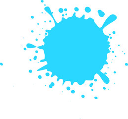 Poster - Vivid light blue paint splashes and swirls on a white backdrop, creating a vibrant and dynamic effect with a mix of colors and textures