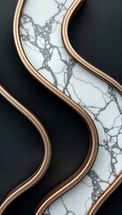 Poster - Abstract monochrome marble design with vertical copper metallic lines. Stylish texture background in black, white marble. Modern luxury interior exterior design. High-quality material with smooth