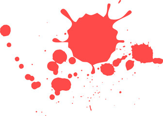 Poster - Dynamic paint splash in vibrant red against a clean white backdrop, creating an abstract composition with splatters and droplets, ideal for artistic and design projects