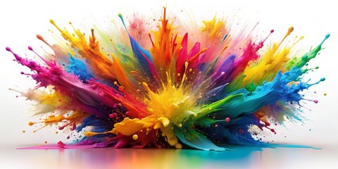 Wall Mural - Rainbow Paint Explosion Digital Art, Multicolor Splashes, Abstract Concept, 3D Render Digital art, Abstract art