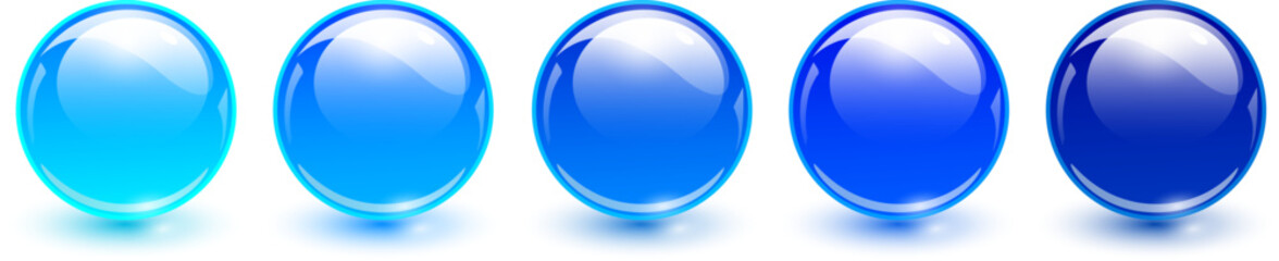 Aufkleber - Blue glass balls, 3D shiny spheres collection.